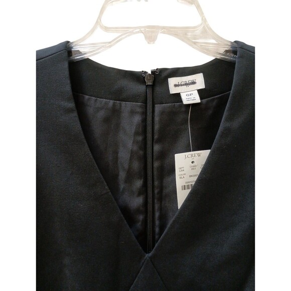 J Crew Dress 6 Petite Black Sleeveless V Neck Shift Mini Dress Lined CC319 NWT - Picture 4 of 9